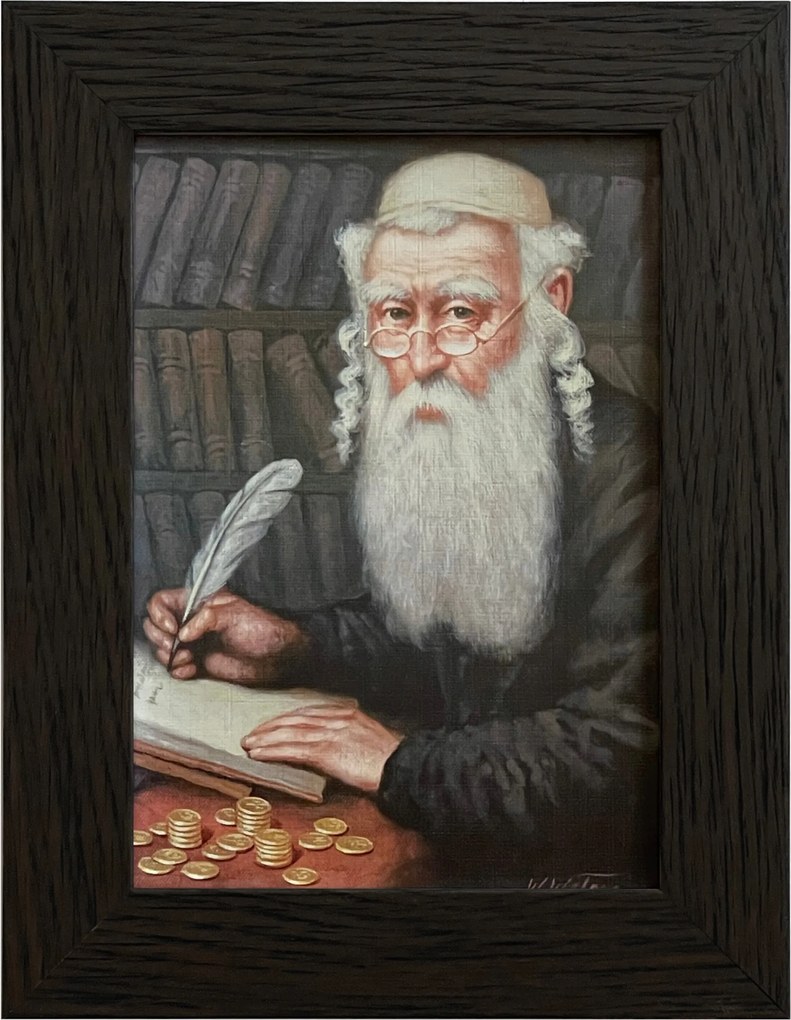 Vászonkép 22x17 Pénzszámláló Zsidó Wenge Keret Ajándék