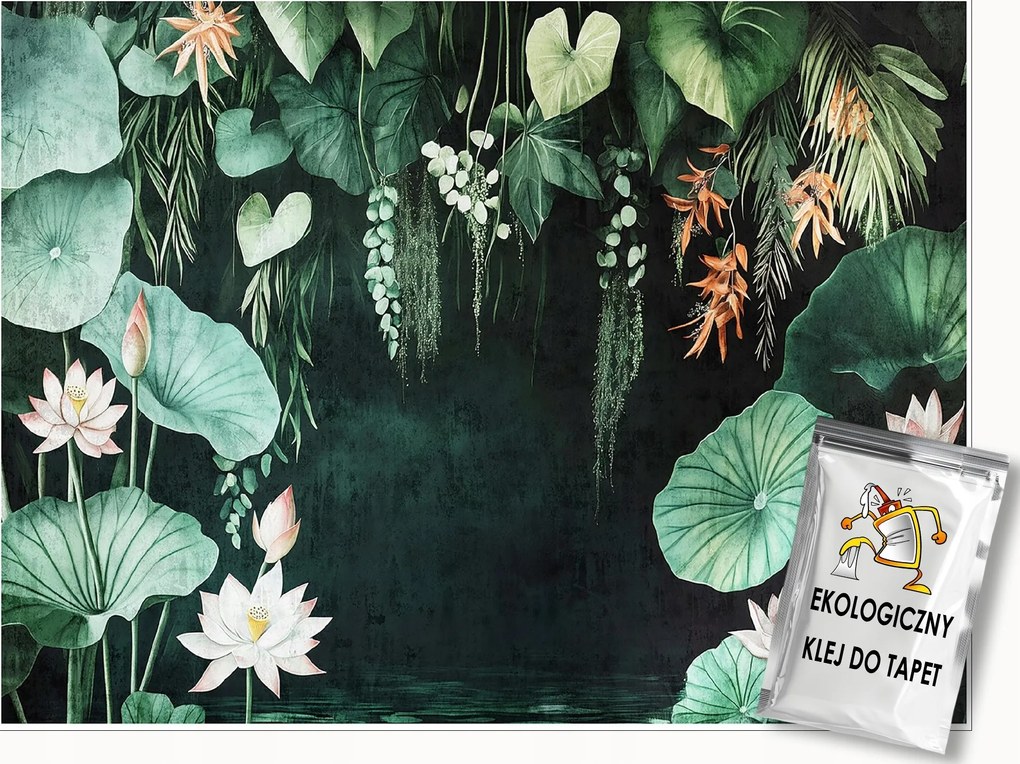 Fotótapéta Levelek Zöld Virágok Hálószoba Nappali Tapéta Flizelina 350x250