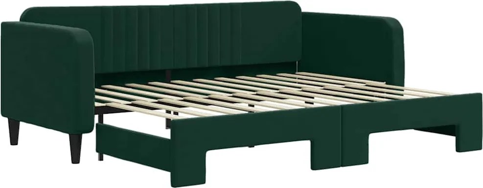 vidaXL sötétzöld kihúzható bársony heverő 90 x 200 cm