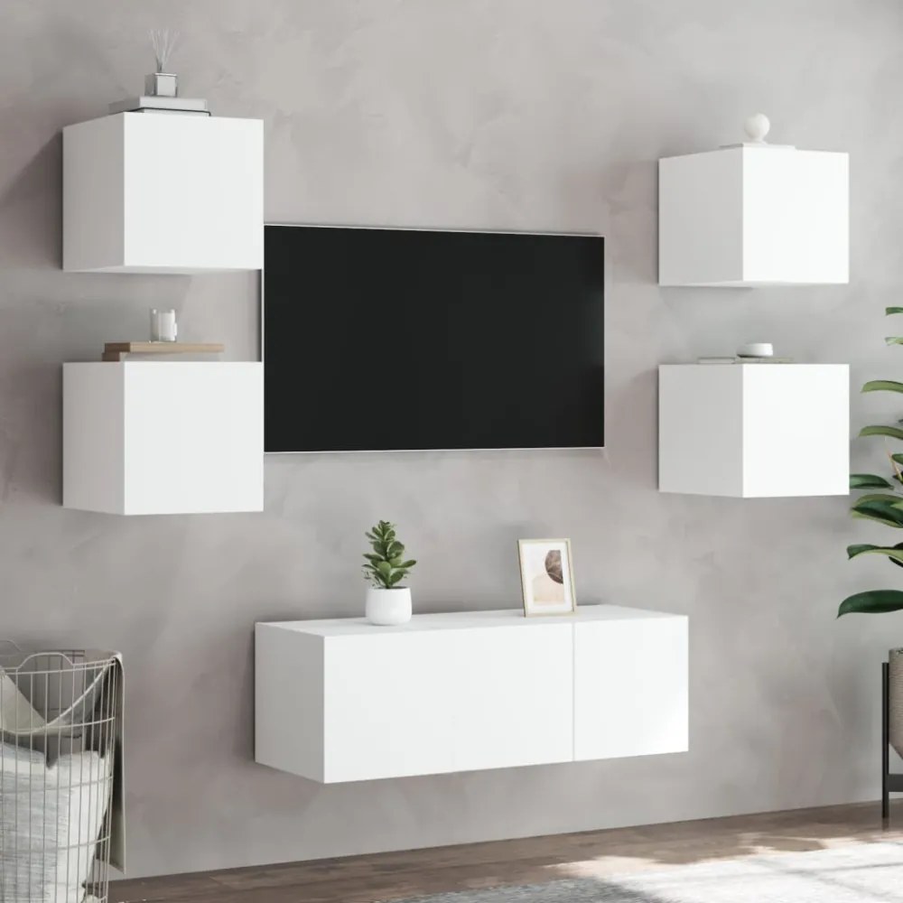 fehér fali TV-szekrény LED-világítással 30,5x35x30 cm
