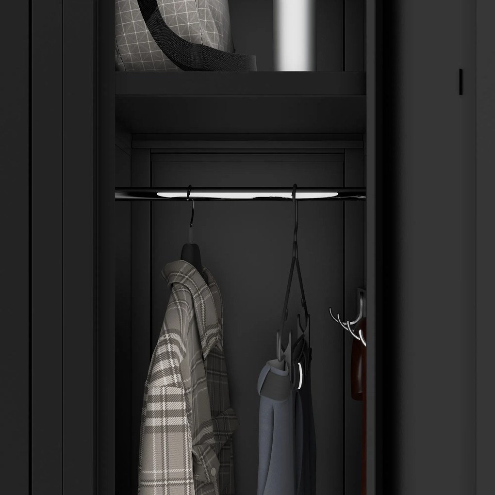Keskeny, fekete munkavállalói ruhaszekrény, 600x1800x500 mm: KACPER II