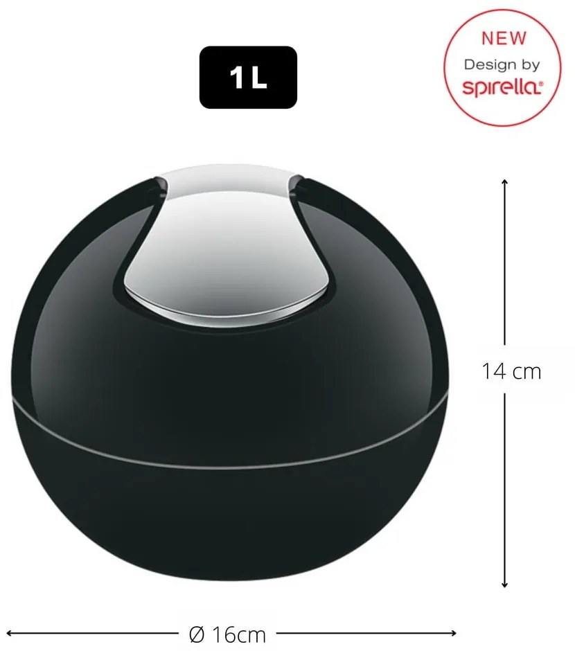 Fekete műanyag szemetes 1 l Bowl – Spirella