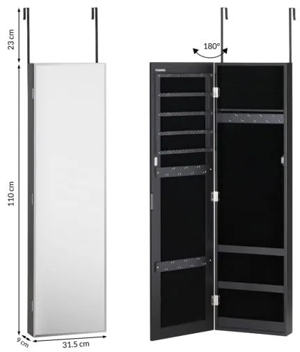 Casaria® Ékszerszekrény 31,5x9x110 cm