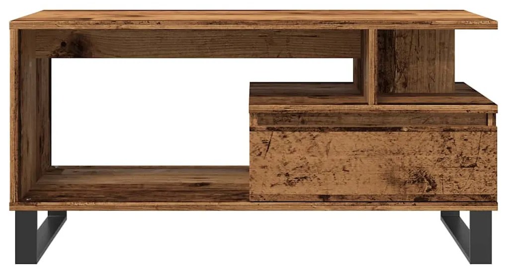 antik fa színű szerelt fa dohányzóasztal 90 x 49 x 45 cm