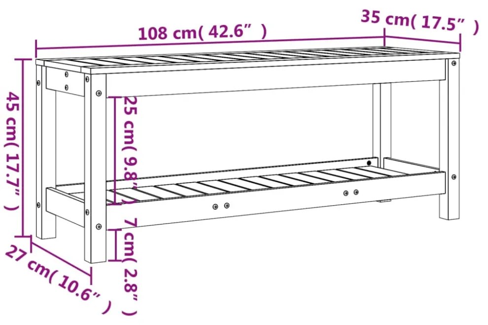 tömör duglászfenyő kerti pad 108x35x45 cm