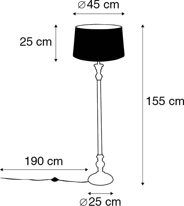 Állólámpa vászonbúrával barna 45 cm - Classico