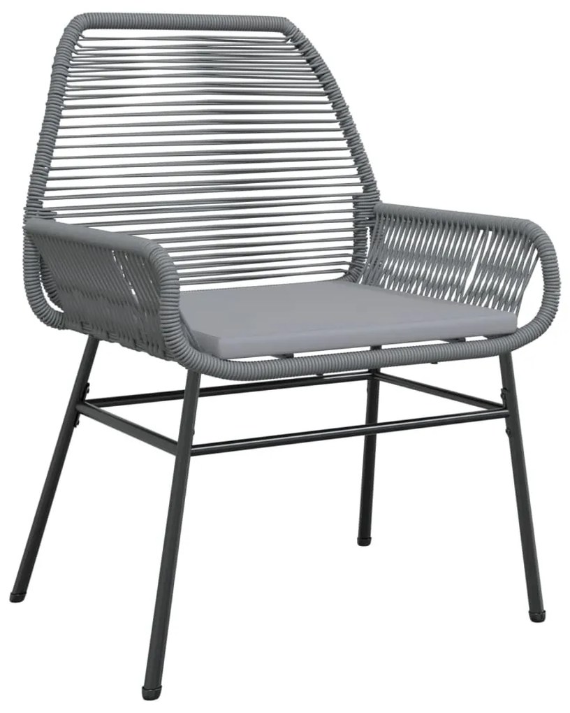 2 db szürke polyrattan kerti szék párnákkal