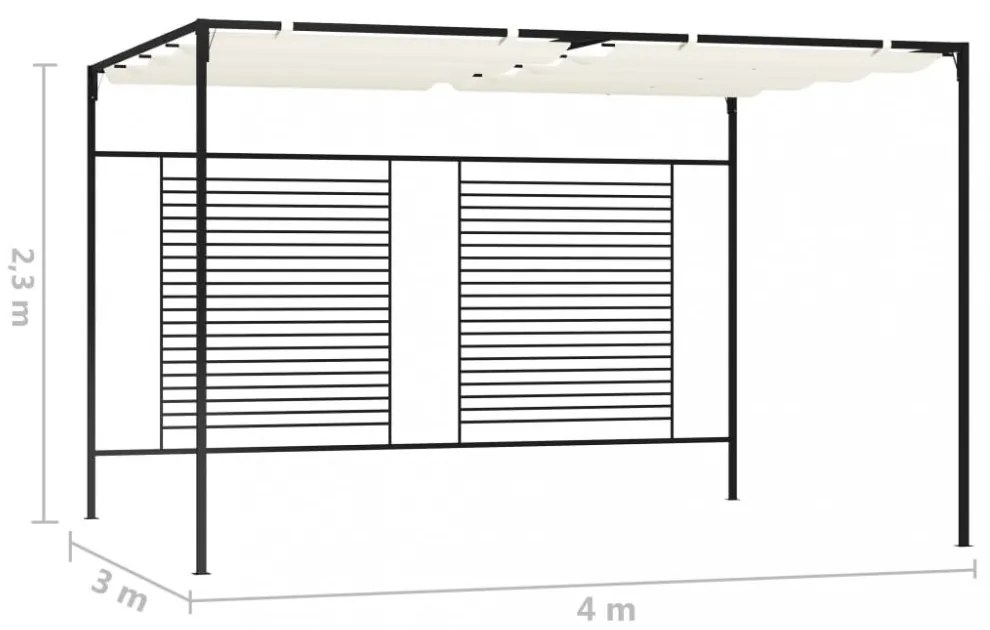 krémszínű pavilon behúzható tetővel 3 x 4 x 2,3 m 180 g/m²
