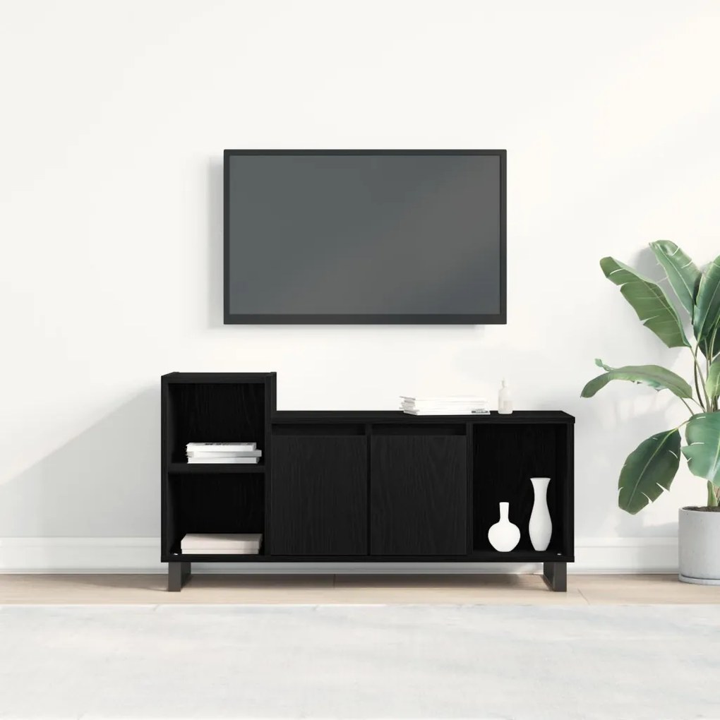 TV Szekrény Fekete Tölgy 100x35x55 cm Műanyag
