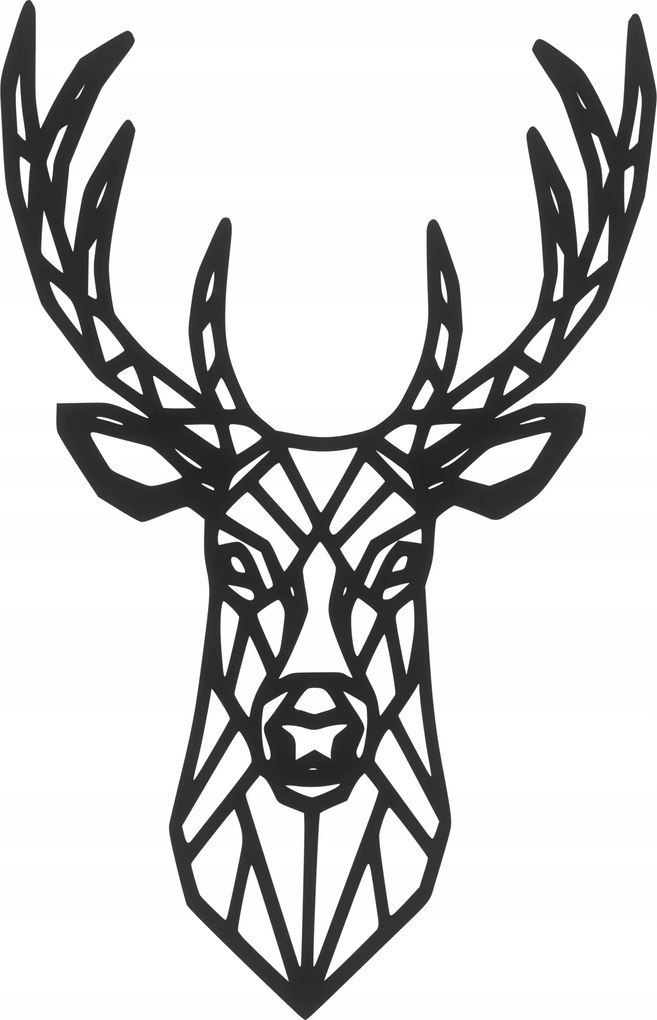 Fali Dekoráció Áttört Geometrikus Kép Fekete Szarvas 3D 46 CM