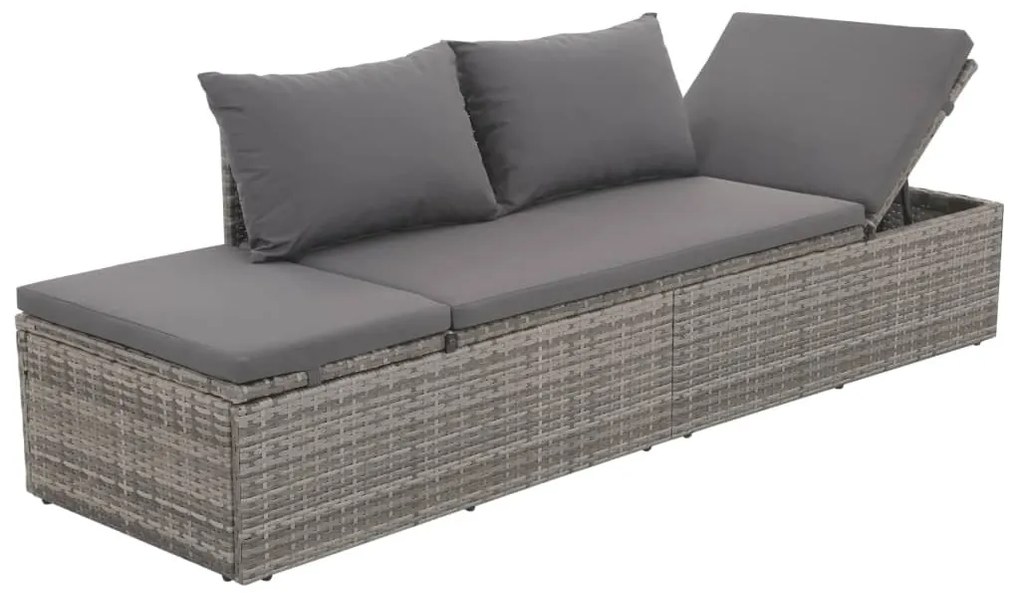 Szürke polyrattan kerti ágy 195 x 60 cm