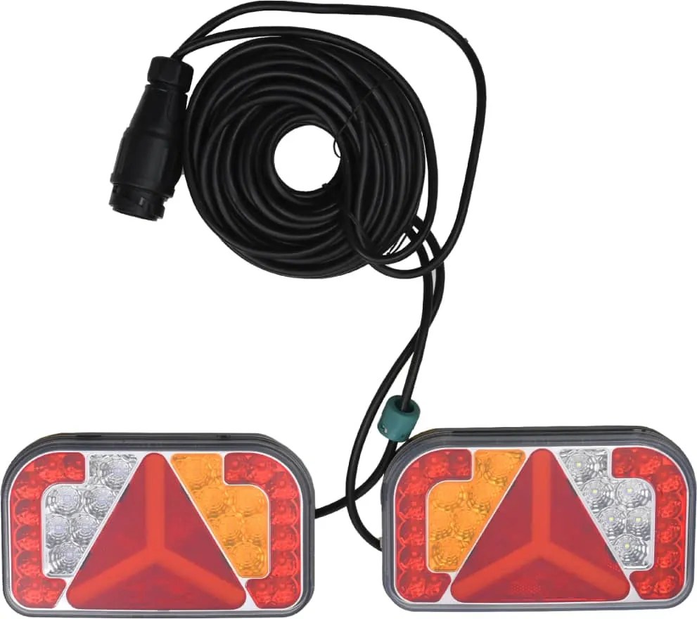 vidaXL 2 db piros utánfutólámpa LED-izzóval 24 x 5 x 14,5 cm 12 V