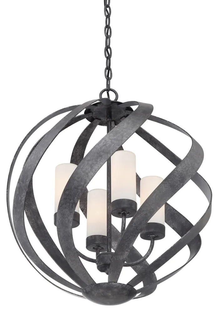 ELSTEAD QNBLACKSMITH4POBK BLACKSMITH Kültéri Függő Lámpa Fekete, Opál IP44