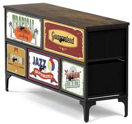 Többszínű MDF Komód 103×30×56 cm. AUK-W2103 BK