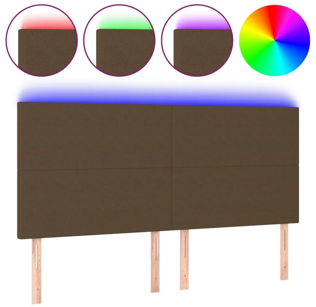sötétbarna szövet LED-es fejtámla 180x5x118/128 cm