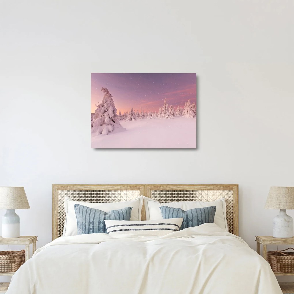 Kép - Fák a hótakaró alatt (üvegen) (70x50 cm)