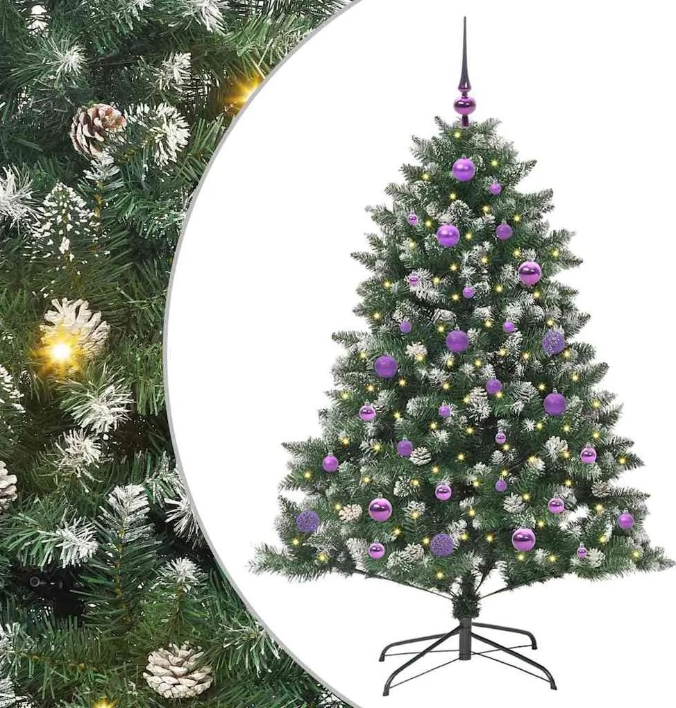 vidaXL Mű karácsonyfa 150 LED-del Zöld 150 cm PVC és Műanyag és Acél