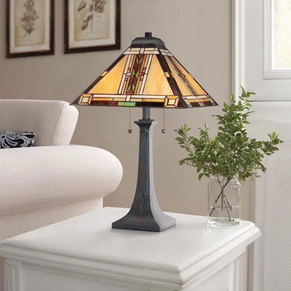 Quoizel QZ-NAVAJO-TL-VB - Tiffany asztali lámpa NAVAJO 2xE27/60W/230V