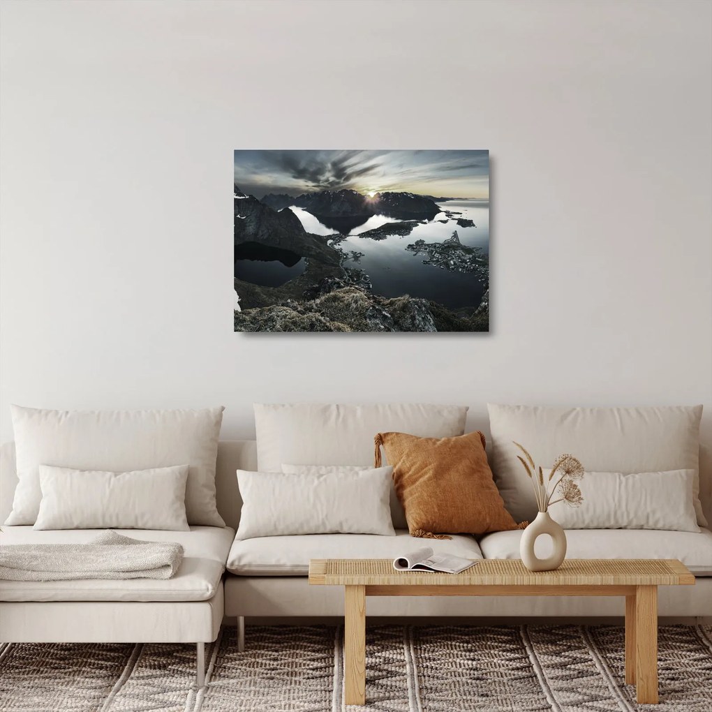 Üveg kép - Norvég hegyek (70x50 cm)