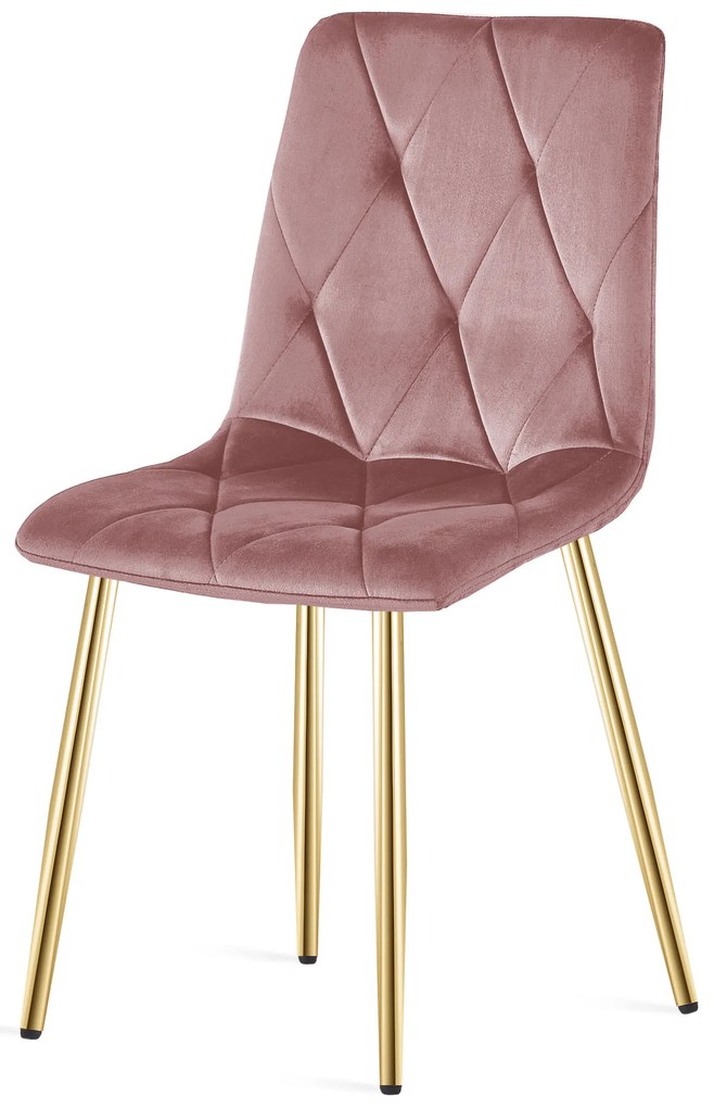 Rózsaszín bársony étkezőszék LIBRA arany lábakkal