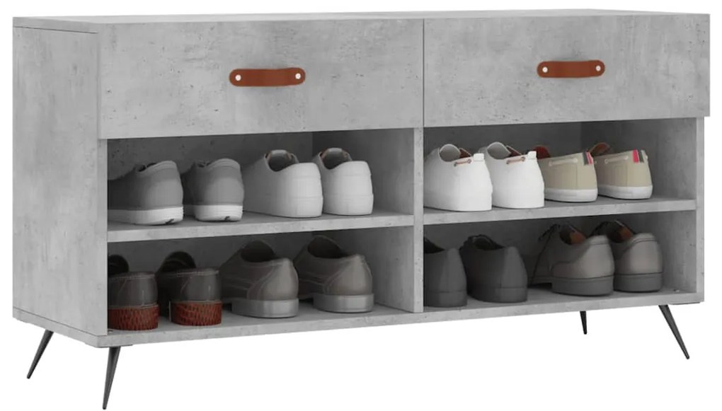 betonszürke szerelt fa cipőpolc 102 x 35 x 55 cm