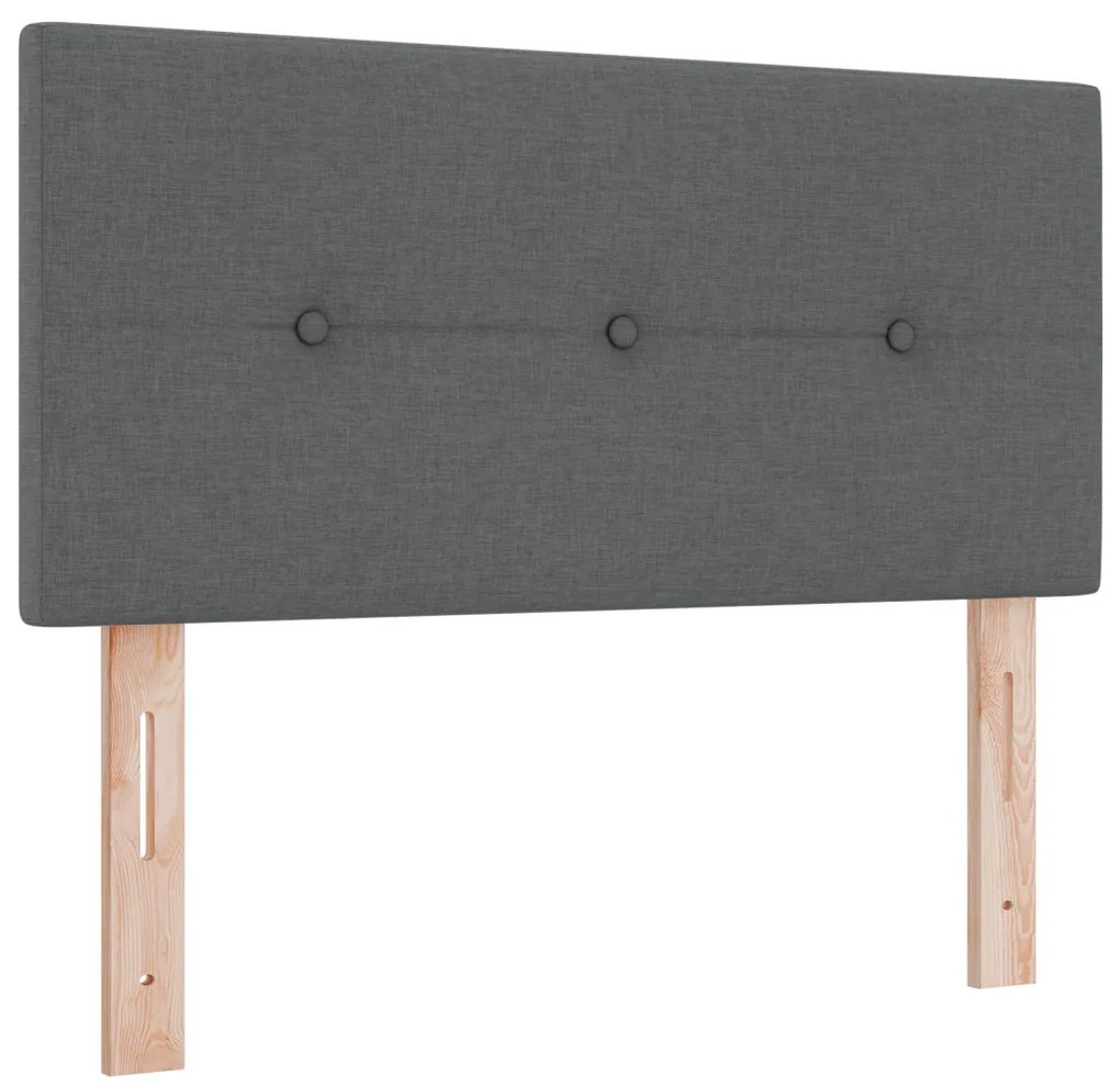 Boxspring Ágy Mattal Sötétszürke, 100 x 200 cm, Szövet