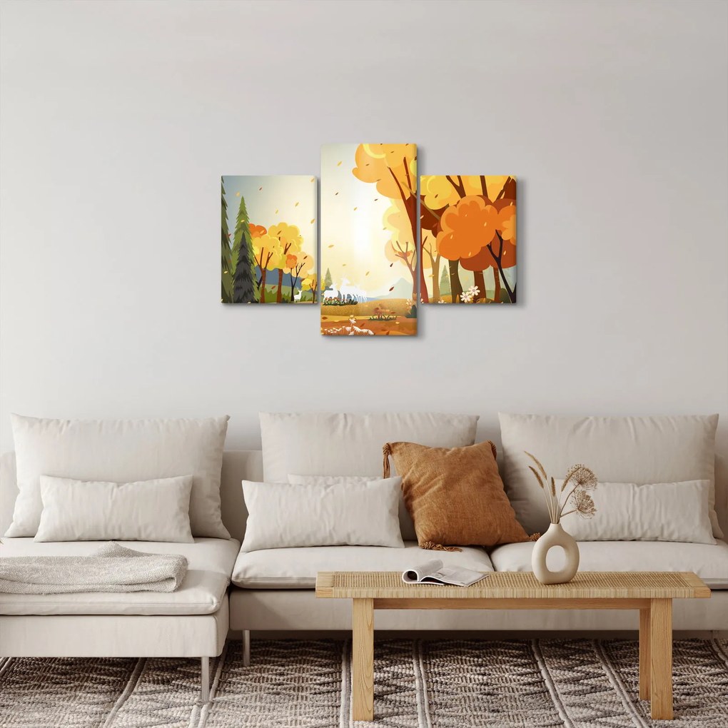 Kép - őszi táj, illusztrációk (90x60 cm)
