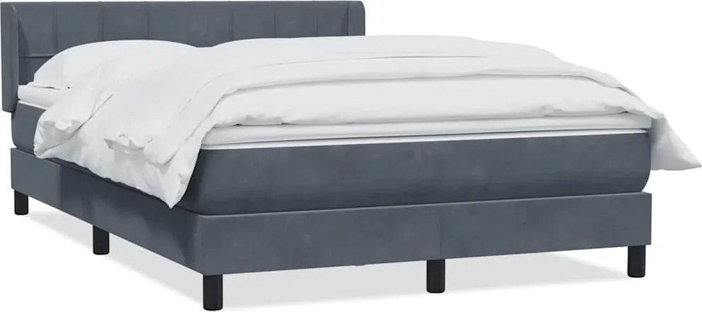 vidaXL sötétszürke bársony rugós ágy matraccal 140x220 cm