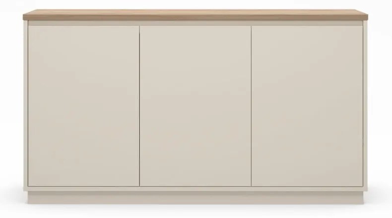 Bézs komód tölgyfa dekorral 152x84x40 cm Loreta – Marckeric