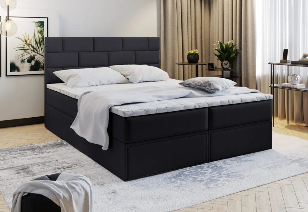 MARINOS Boxspring kárpitozott ágy, 160x200, lila