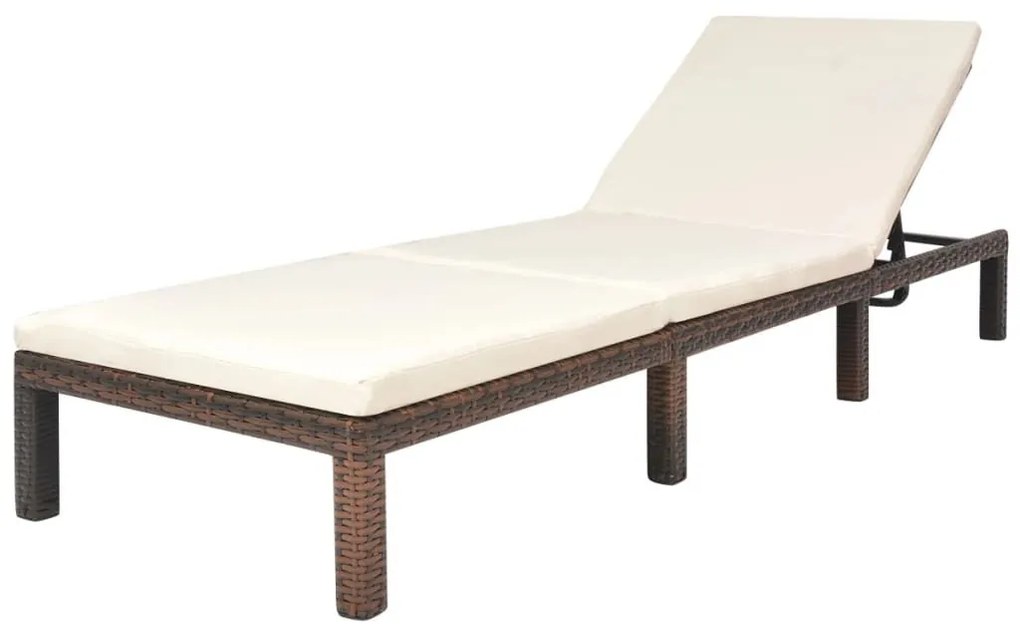 Barna polyrattan napozóágy párnával