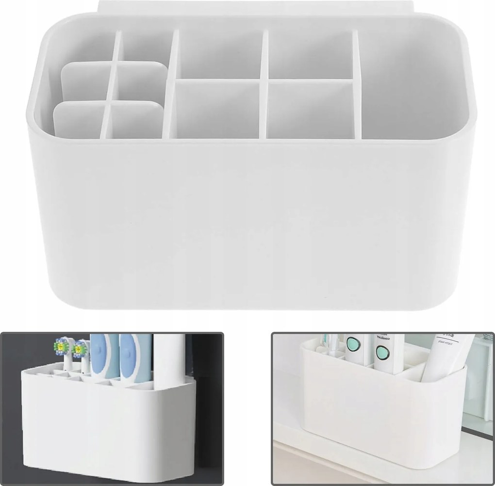 Fogkefetartó, fürdőszobai szervező, tartály, akasztó és fogkefék, pohártartó