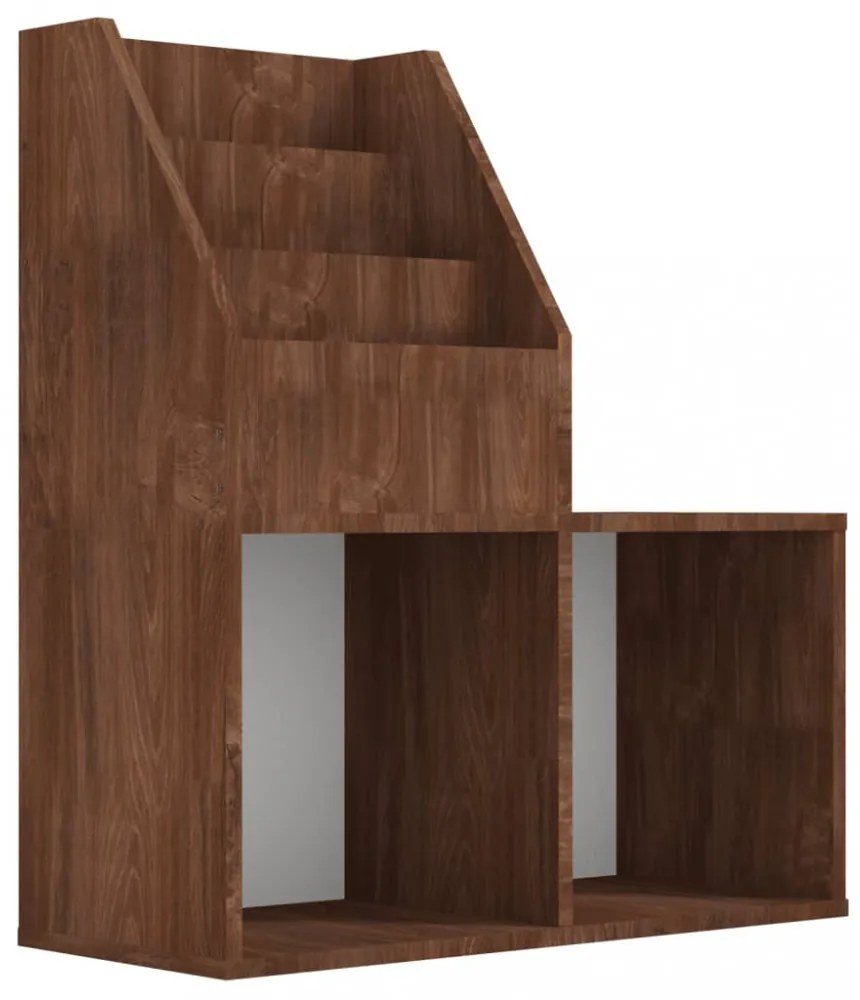 barna tölgyszínű szerelt fa újságtartó gyerekeknek 71x30x78,5cm