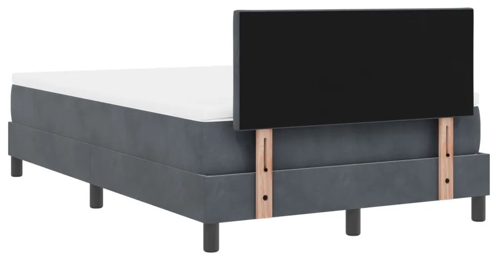 Boxspring Ágy Matrac+LED Sötétszürke 120x200 cm Bársony