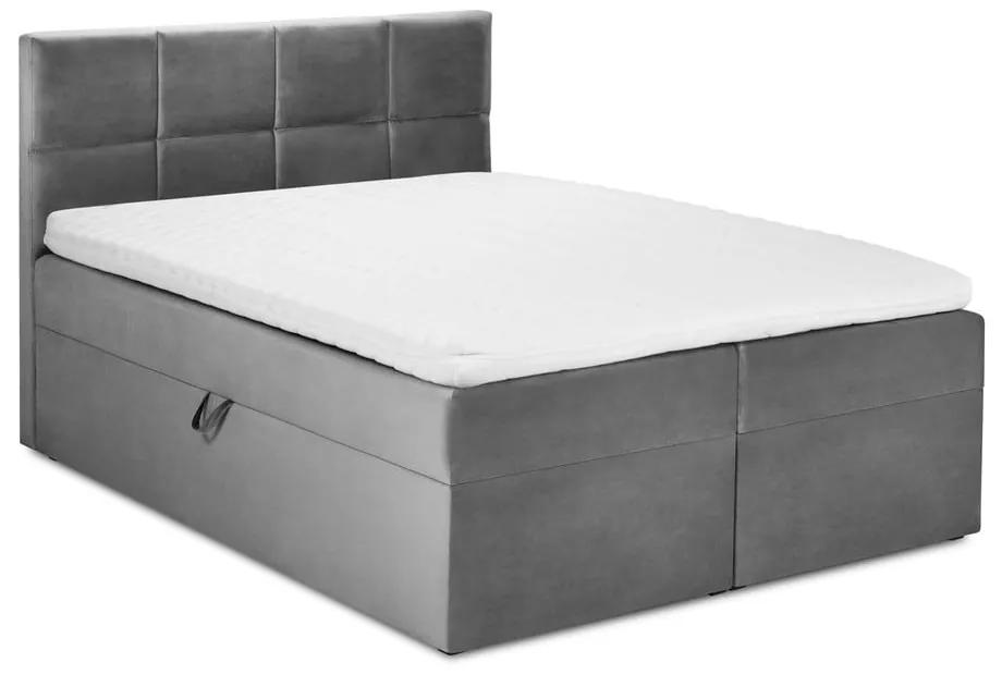 Mimicry szürke bársony kétszemélyes ágy, 200 x 200 cm - Mazzini Beds