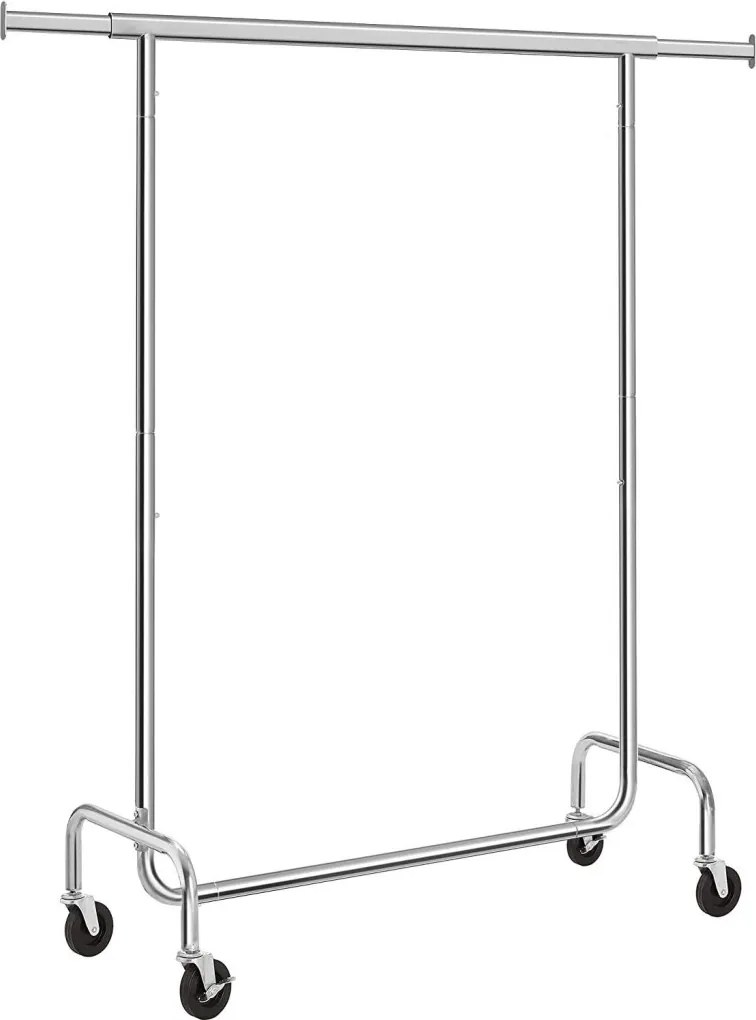 Gurulós ruhaállvány, ezüst 110-150x45x160cm