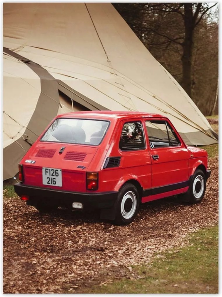Poszterek 100x135 Piros kisautó Fiat 126p