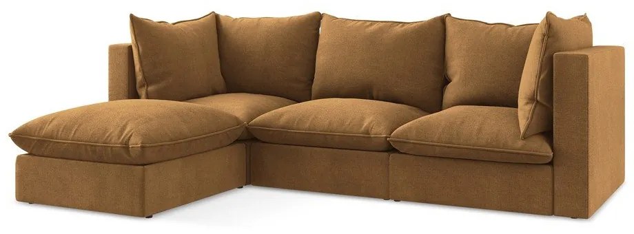 Terrakotta színű sarokkanapé (bal oldali-heverő résszel) Manao – Makamii