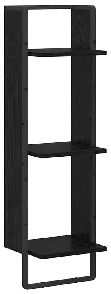 Falpolc polcokkal Fekete tölgy 30 x 25 x 100 cm Faanyag