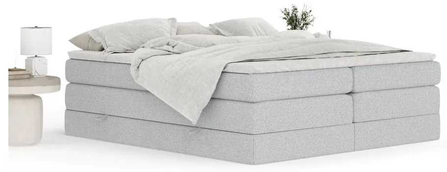 Világosszürke ágyneműtartós boxspring ágy ágytámla nélkül 180x200 cm Juniper – Maison de Rêve