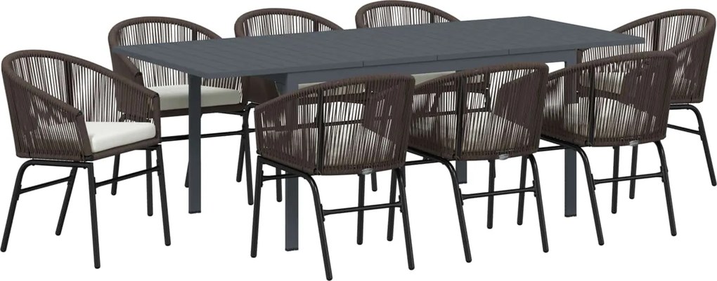 vidaXL Kert étkező szett 9 pcs Barna polirattan