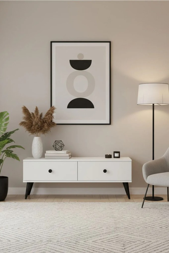Mona TV-állvány, fehér, 120 cm