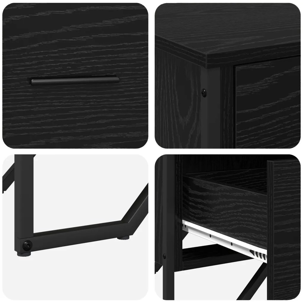 Éjjeliszekrény Fekete Tölgy 91x35.5x74.5 cm Szerelt Fa