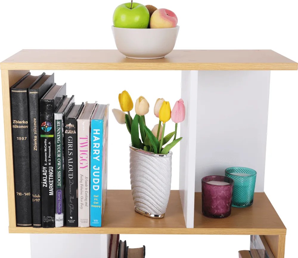 Könyvespolc, tűnyalábos fenyő/fehér, ERDEM NEW TYP 1