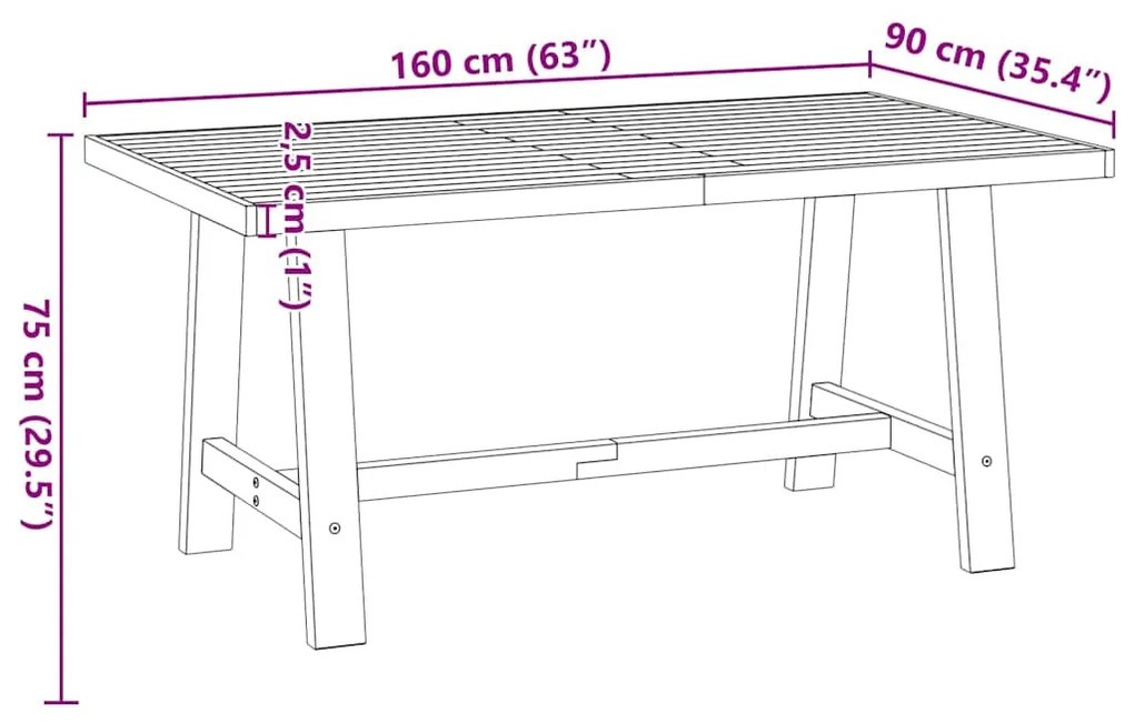 Étkezőasztal NOAIN A alakú lábak 160x90x75 cm tömör fa fenyőfa