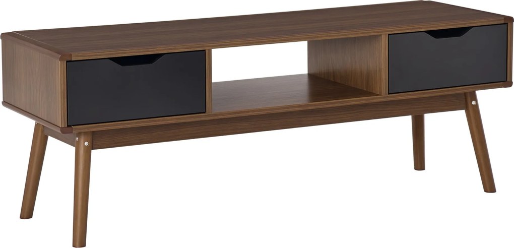 HOMCOM TV Állvány Nappali Asztal 50 Inch TV-hez 2 Fiókkal és Nyitott Rekesszel Modern Stílus 122x39x46 cm Barna | Aosom