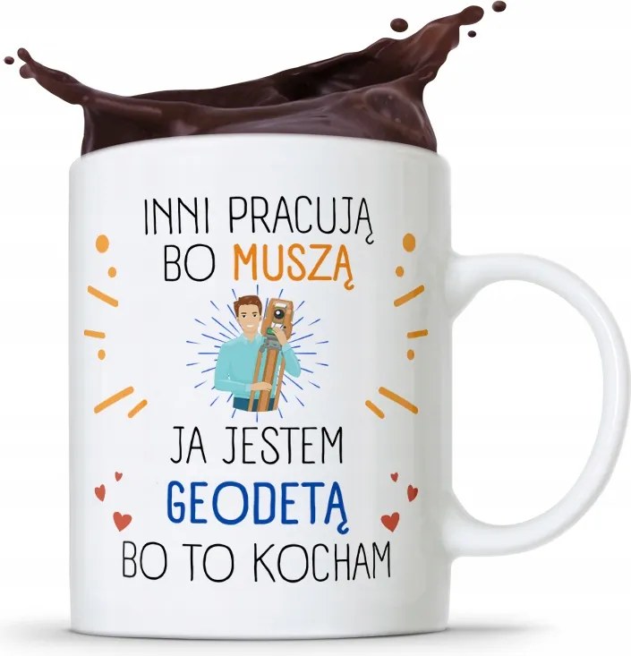 Bögre Ajándék Földmérőnek Földmérő Vagyok, fényképes nyomtatással