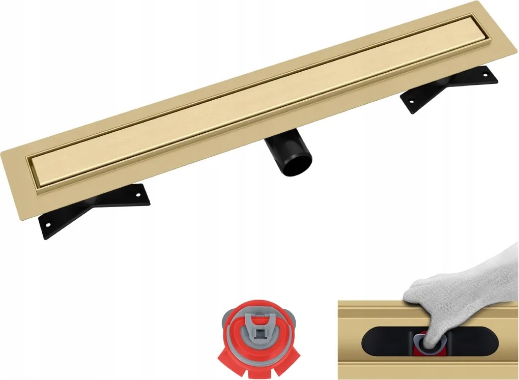 Vogi Premium Duo arany lineáris lefolyó 70 cm Pvd – szett száraz szifonnal