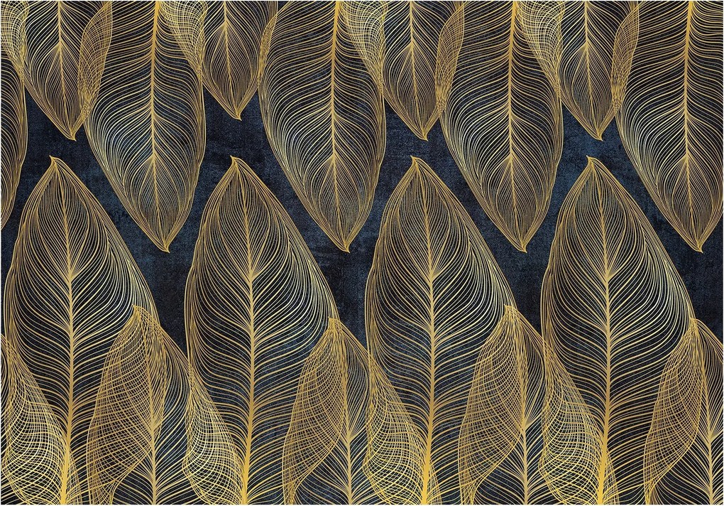 Fotótapéta Arany levelek absztrakt vinil sötét háttér elegancia 416x254 +ragasztó