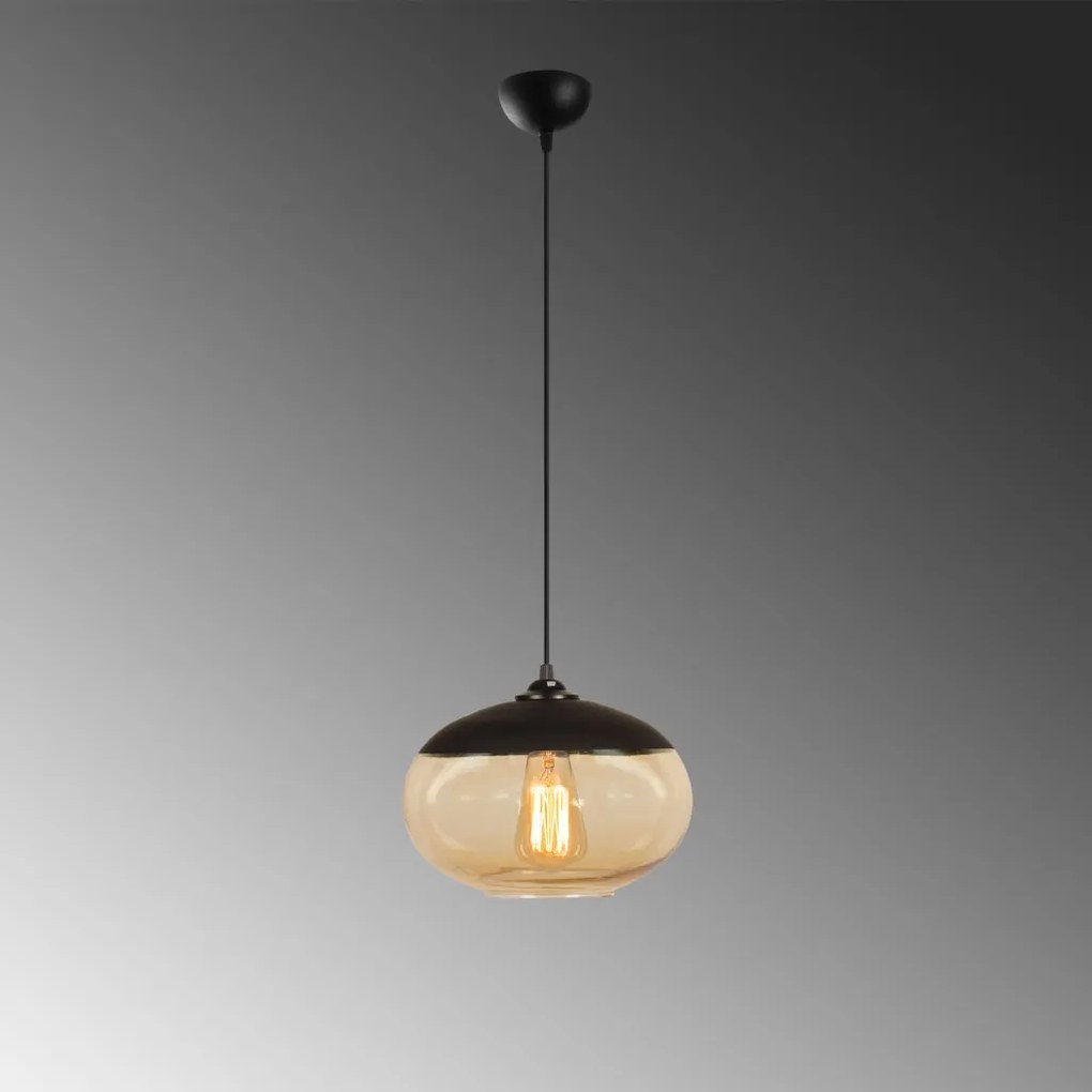 Camini MR-867 fekete-méz vas függőlámpa, Ø25 cm